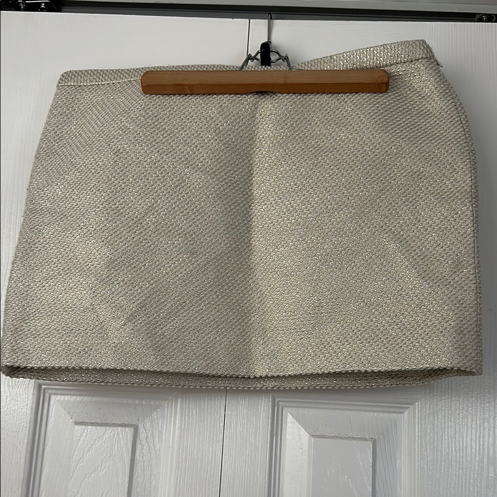 Mauro Grifoni Italy gold, silver and cream tweed mini skirt size 42 IT